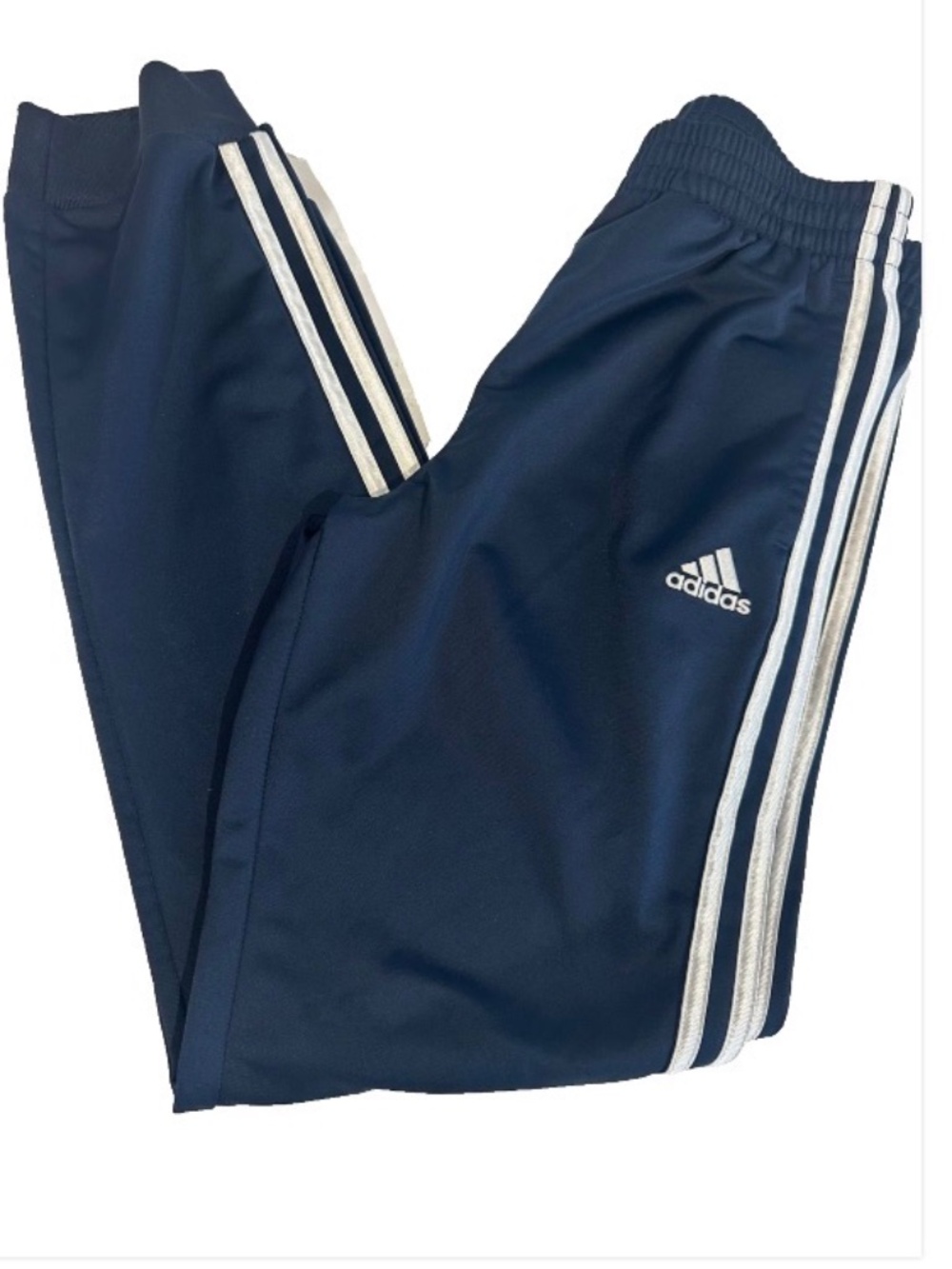 Adidas Boys Youth  SZ L (14-16)  Navy Blue w/ White Stripes Athletic Pants